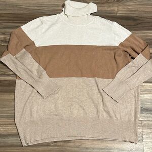 Retrology Colorblock Tan White Turtleneck Sweater Women’s Size 3X